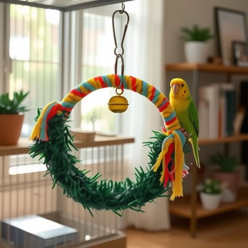 Tema de Navidad juguete para pájaros anillo de loro anillo de pájaro columpio de pájaro forma de hoja anillo colgante de pájaro jaula de pájaro colgante de decoración image 3