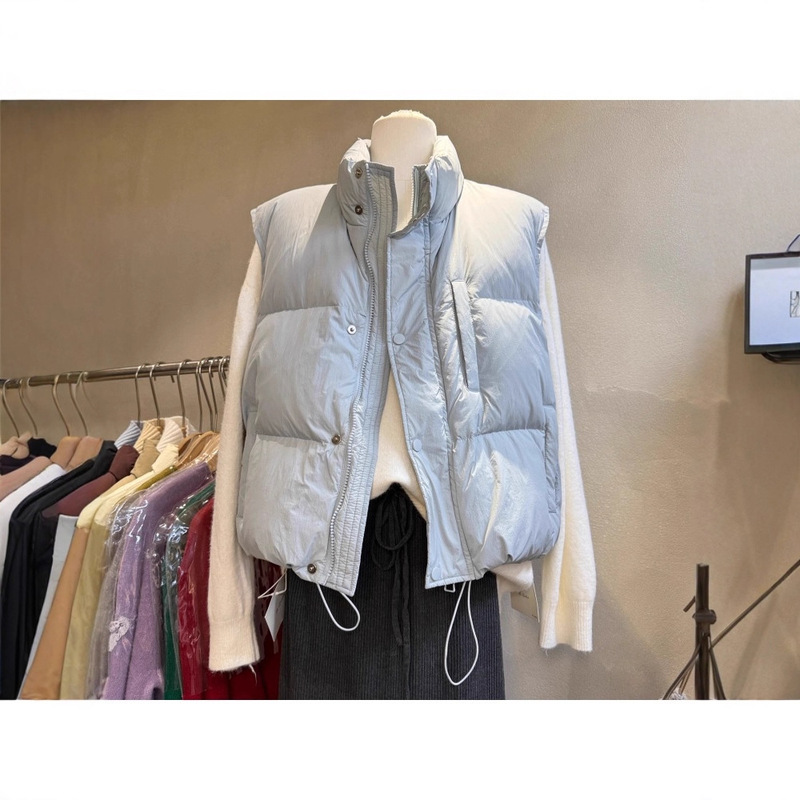 Down Vest Women's Autumn and Winter Outer Wear Lightweight Stand-Up Collar 2025 New White Duck down Warm Vest Vest Jacket