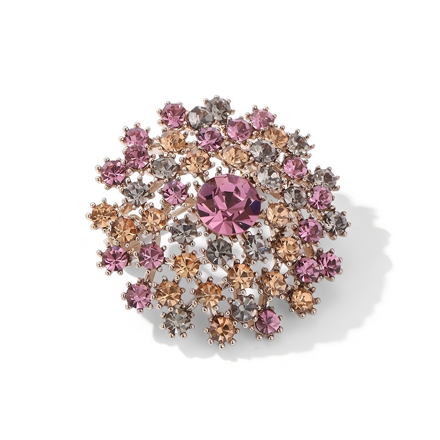 Colored Diamond Dandelion Design Brooch, High-End Women's New Style, Luxurious Brooch, Exquisite Corsage, Suit and Coat Accessories
