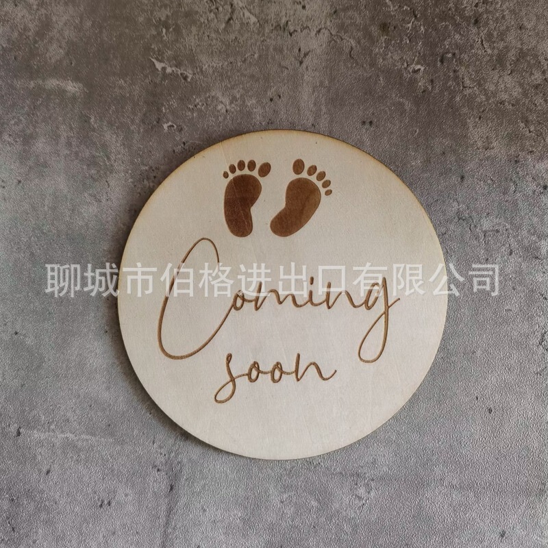 Amazon hot selling wooden baby bulletin board gender reveal party decorations gift pregnancy announcement card