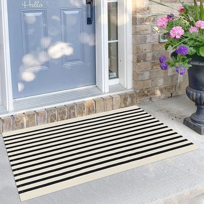 and horizontal striped entrance mat, simple: Avtomobil döşəmə paspasları - simple-stripes-2-4060cmcrystal-velvet-with-dot-plastic-backing