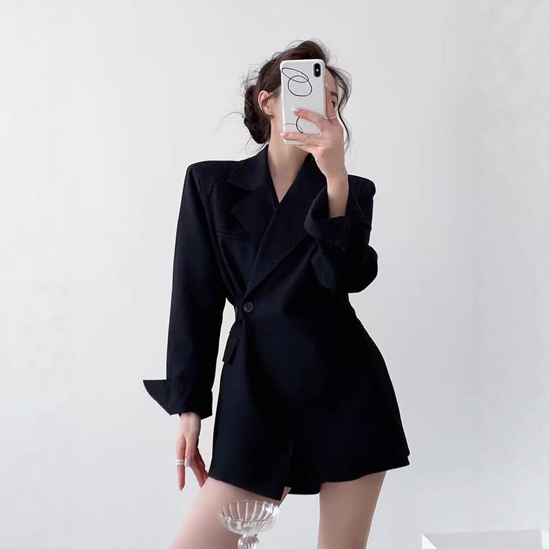 Women's Blazer 2026 New Autumn Style with Waist-Cinching Design, Age-Reducing Drape, Popular Mid-Length Style, Elegant Lady Style