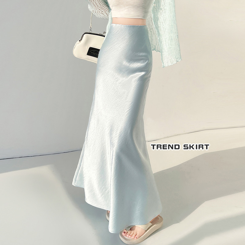 Acetate Satin Skirt for Women, New Summer Style, High-End and Elegant Fishtail Skirt, Slim-Fitting Mid-Length Hip-Hugging Skirt Acetate Satin Skirt for Women, New Summer Style, High-End and Elegant Fishtail Skirt, Slim-Fitting Mid-Length Hip-Hugging Skirt