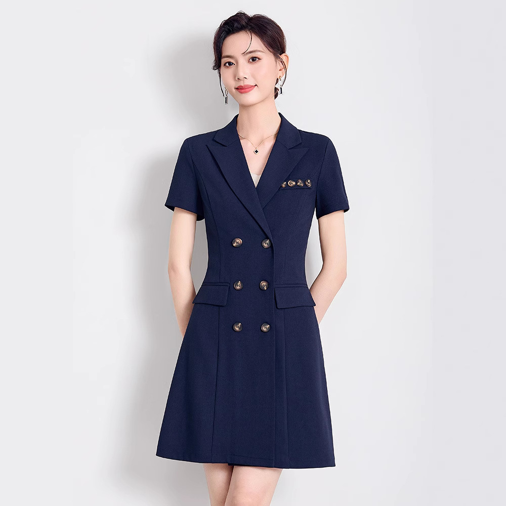 夏装职业短袖小西装领连衣裙女夏装2025年新款职场职业高级感通勤