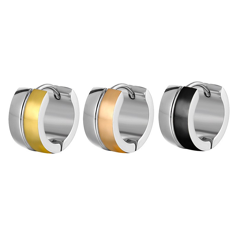 European and American Korean style fashion curved spherical surface electric titanium steel men's ear buckle hand polished cross-border simple fashion ear jewelry