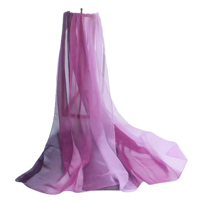Georgette Scarf dark purple Gradient Women's Body Training Long Scarf Women's Scarf New Dance Scarf Model