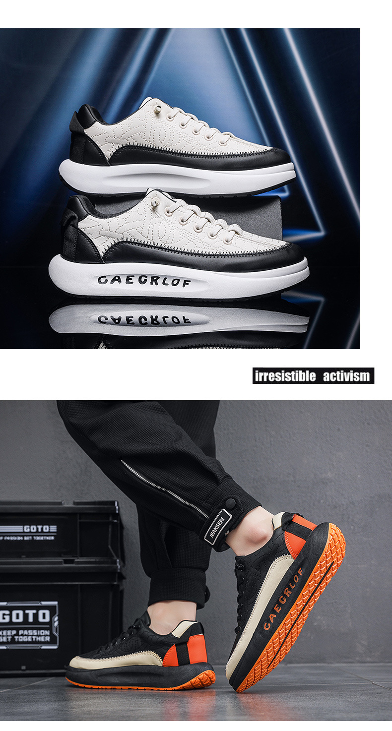 Scarpe in pelle da uomo Scarpe da tennis Scarpe da ginnastica Tessuto Supporto arco sintetico Calzature leggere resistenti allo scivolamento_voghion.com