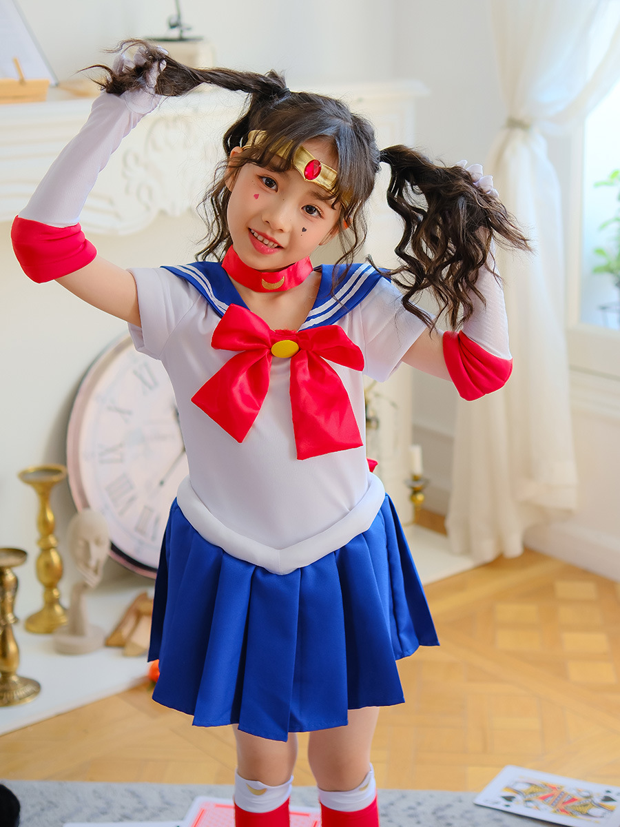 Disfraz de Sailor Moon para niñas, disfraz de Sailor Moon Sailor Bunny para niños, disfraz de actuación infantil para Halloween.