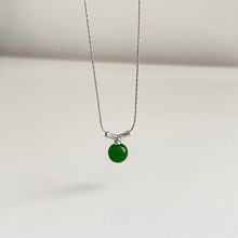 绿玉髓吊坠竹节蛇骨链项链女小众新中式时尚精致简约百搭款锁骨链