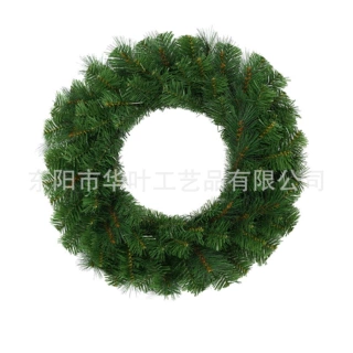 定制圣诞花环40cm圣诞节花环仿真PVC 松针藤圈门挂室内外场景布置