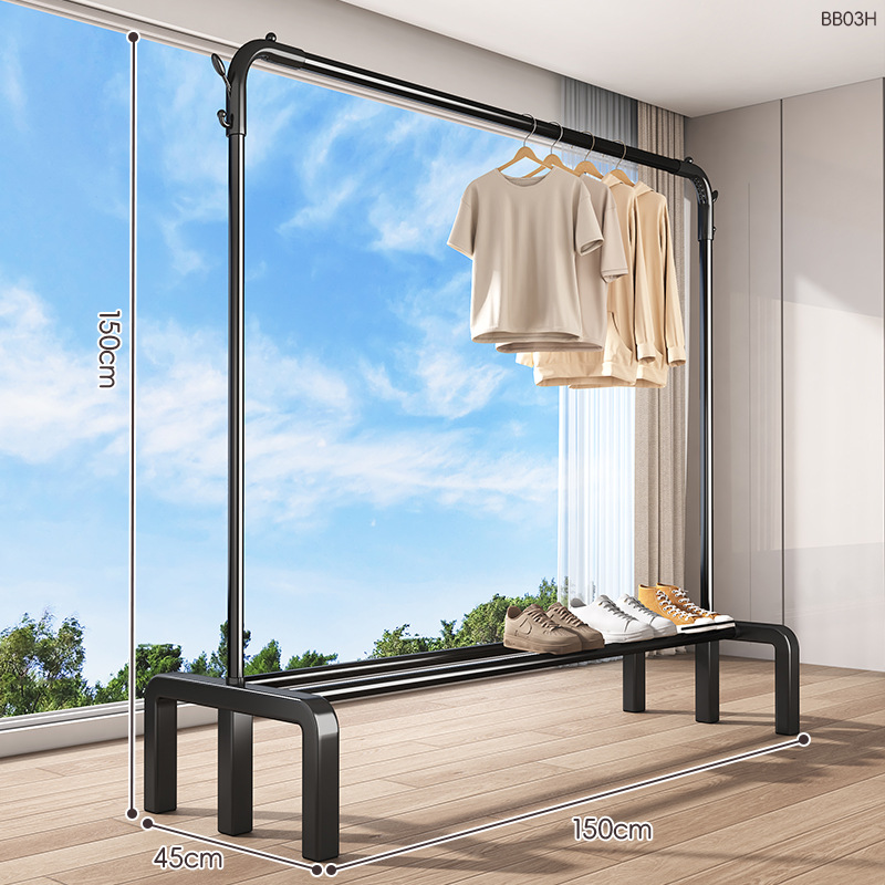 블랙 싱글 폴 150cm+후크 2개