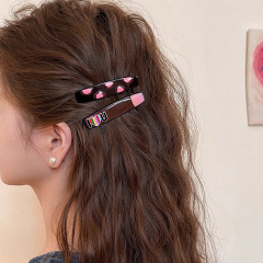 ポスター塗装スマイリーフェイスオイルドリップヘアピンカモノハシクリップ西洋スタイルカラフルな水玉模様のヘアサイドクリップ前髪クリップヘアアクセサリー女性用