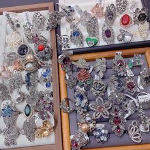 轻奢复古满钻锆石花朵宝石戒指高级感品牌高档古银镶钻珍珠指环