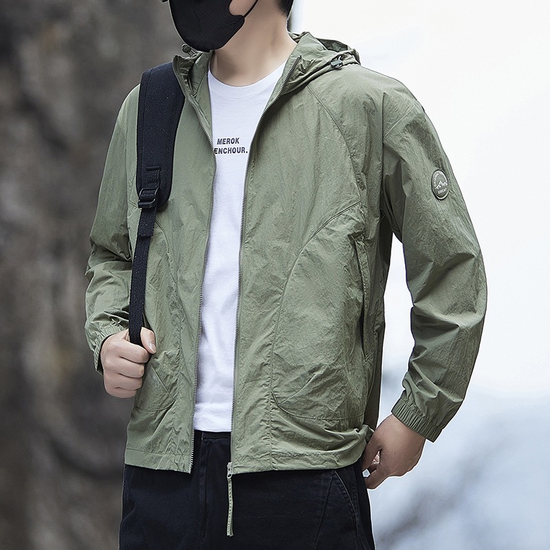 Men's summer travel sun protection clothing with hood