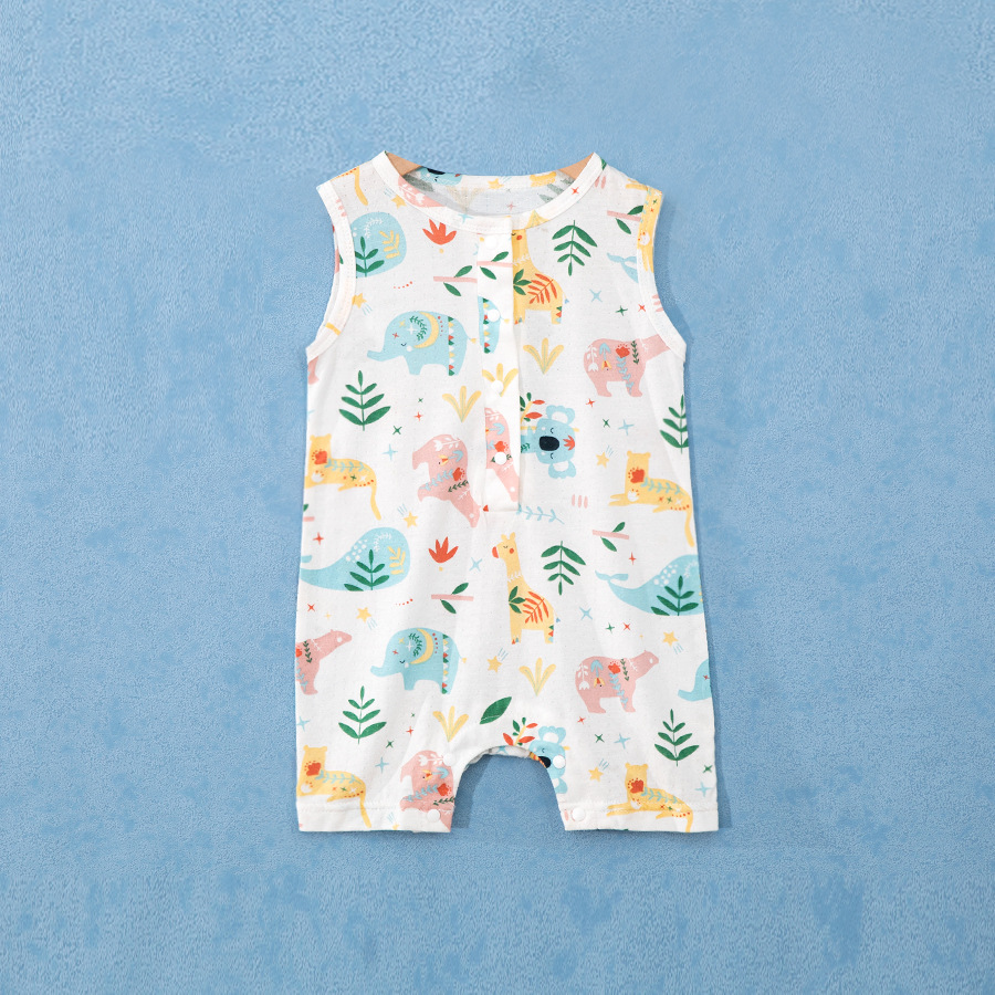 Ropa de verano para bebés, mono fino de algodón de bambú, ropa de aire acondicionado para bebés, ropa de escalada, ropa de manga corta de estilo nórdico