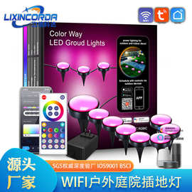 户外防水幻彩RGB草坪灯LED花园地插灯氛围灯 DIY智能涂鸦WIFI灯串