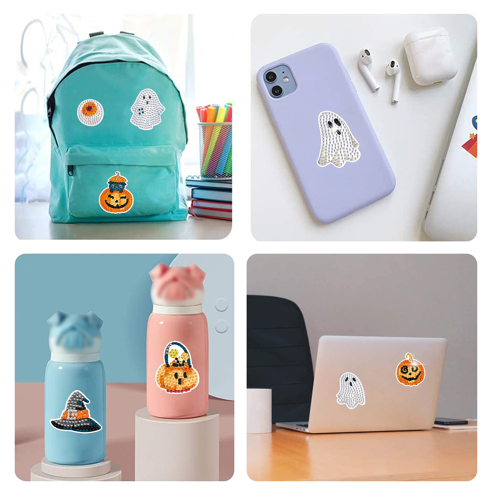 Venta caliente dibujos animados Halloween pintura de diamantes pegatinas al azar pintura de mampostería de bricolaje pegatinas de pared pegatinas hechas a mano pegatinas