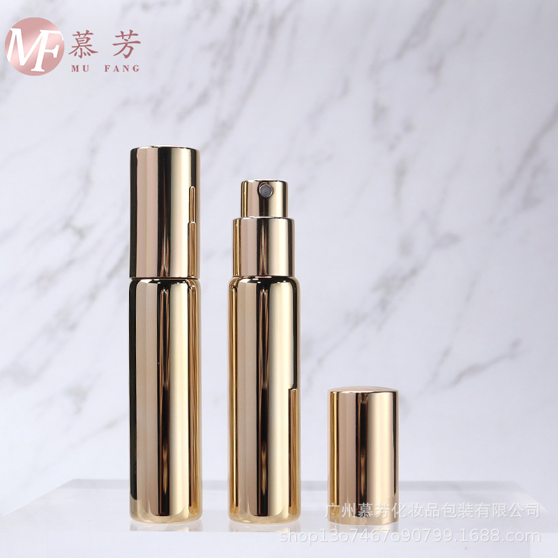 15ML全电镀亮金香水瓶 玻璃螺口喷雾瓶 精华液喷雾瓶