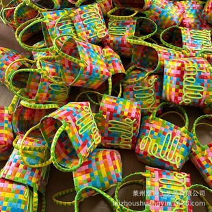 handmade woven bag colorful hello woven bag hand gift bag diy girl birthday gift children's day gift