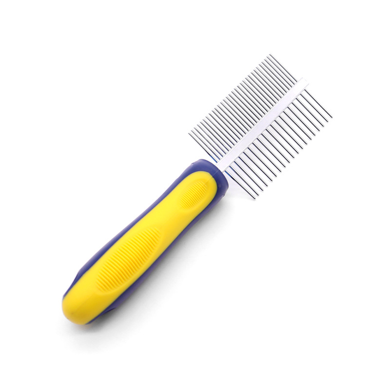 Mascota de belleza peine de doble cara de acero inoxidable peine perro gato peine de eliminación de pelo flotante peine de acero suministros peine de belleza