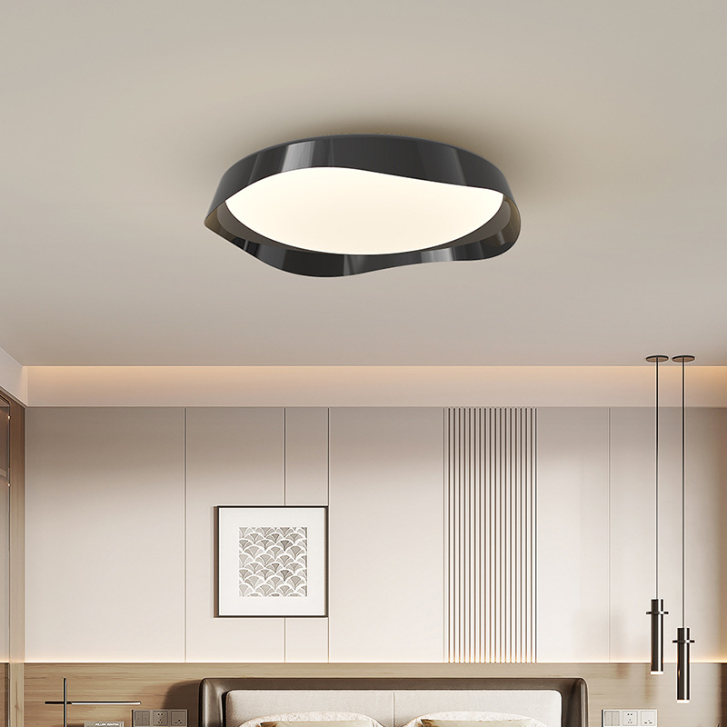 Lámpara de dormitorio de estilo medio, lámpara de techo de color nogal retro, lámpara de estudio de protección ocular simple moderna, lámpara de habitación de Zhongshan