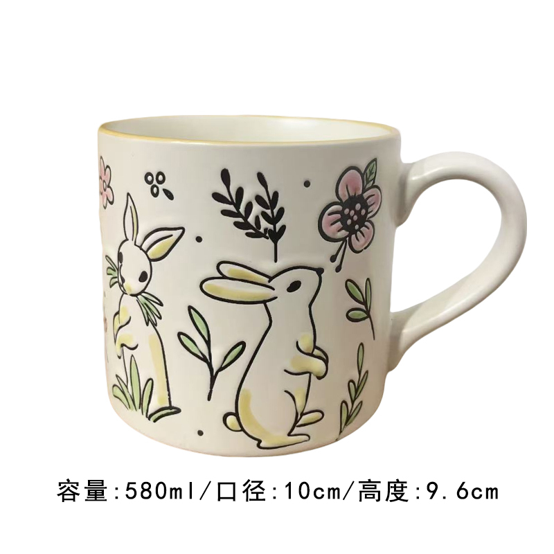 セラミック下絵色手描きかわいい猫マグドリンクカップ朝食カップオートミールカップカップルマイクロオーバーフロー|undefined