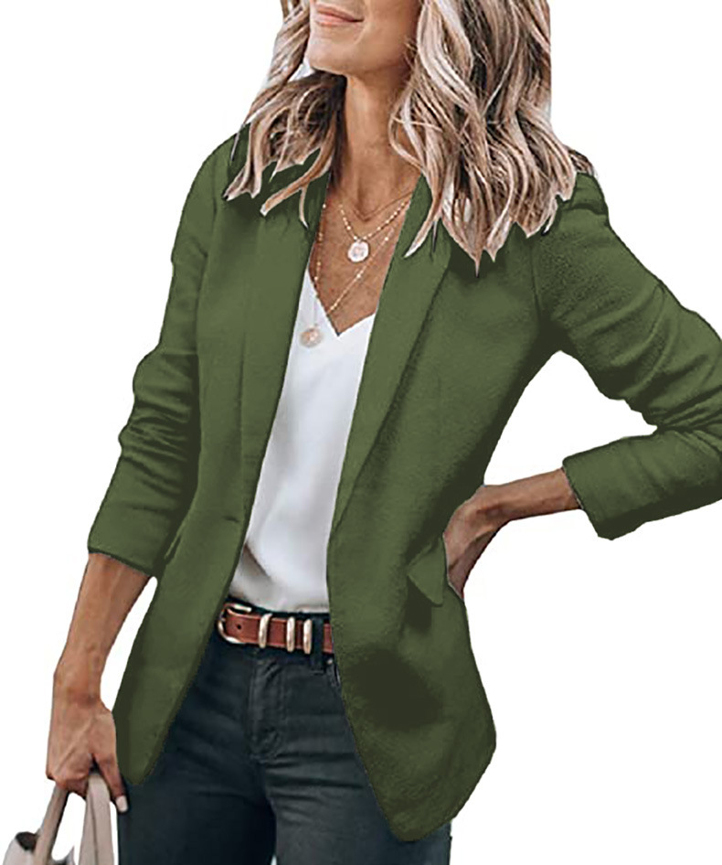 Saco Blazer con Un Solo Pecho para Mujer de Poliéster con Cuello de Solapa para Oficina