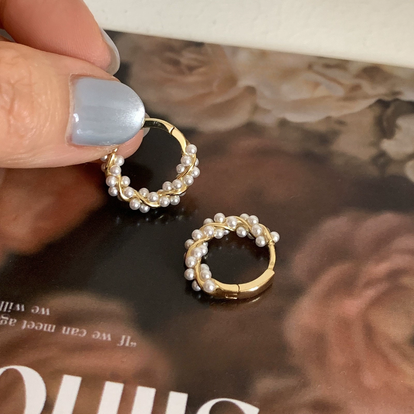 Earrings from pearl, small design ear clips, silver 925 sample