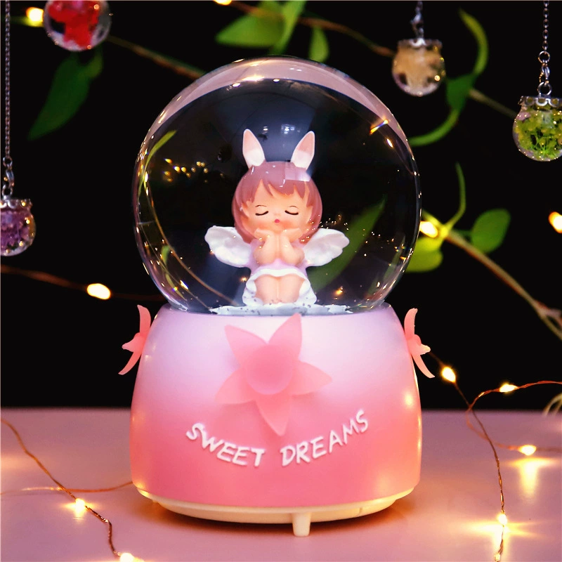Music glass music box with light for students, creative gift