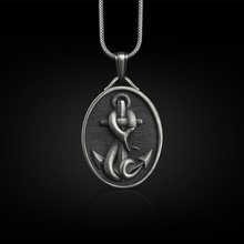 跨境欧美复古男士朋克风蛇船锚吊坠项链个性街头嘻哈万圣节配饰