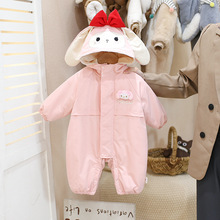 婴儿女宝宝棉服连体衣冬款棉衣加厚衣服满月爬服夹棉秋冬季外出服