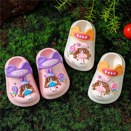 Children's cartoon sandals summer soft-soled non-slip baby girls bathroom bathing Baotou children's hole slippers