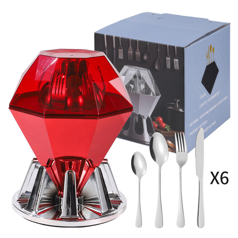 Conjunto de cubiertos de acero inoxidable transfronterizo de 24 piezas cuchillo de filete cuchara de cubiertos occidentales caja de regalo estado de ánimo cuchillo de huevo exportación
