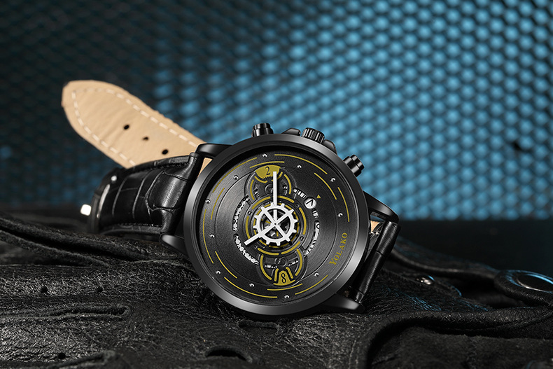 Men's Quartz Watch With Calendar And Leather Strap For Men_voghion.com