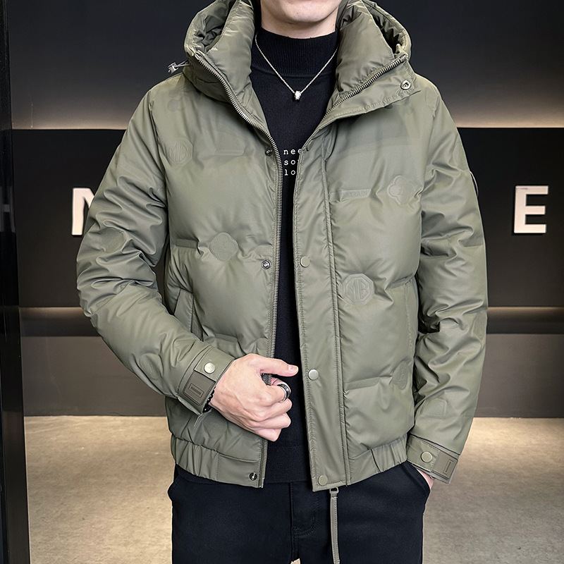 Velvet down jacket with hood