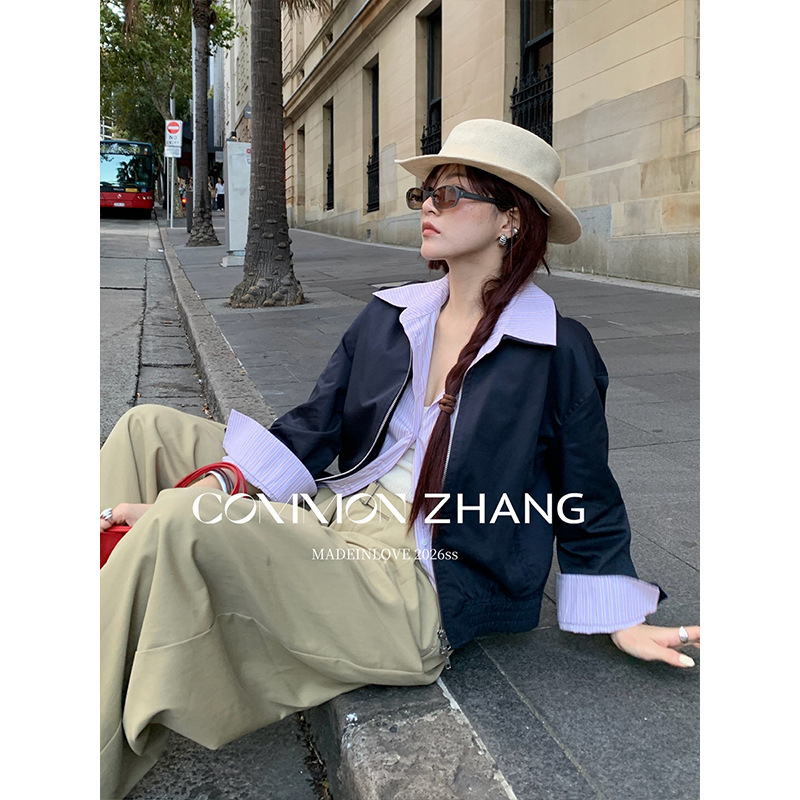 Youji Cz Zhang Spring Holiday Two-Piece Color-Block Sweet Embroidered Short Jacket Women's Casual Jacket C17088 Youji Cz Zhang Spring Holiday Two-Piece Color-Block Sweet Embroidered Short Jacket Women's Casual Jacket C17088