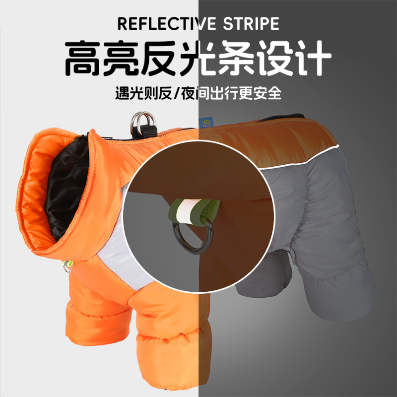 欧美跨境狗狗衣服秋冬小型犬保暖反光防水小狗衣服可收纳宠物服装|undefined