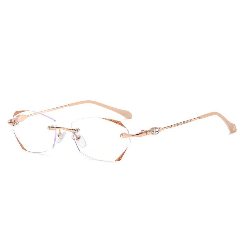 2023 high-end fashion frameless presbyopic glasses for women's young, middle-aged, and elderly with high-definition anti blue light and anti fatigue bricks and stones