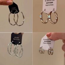 冷淡风银针扭曲素圈耳圈时尚个性百搭耳环小众高级感夸张耳饰批发