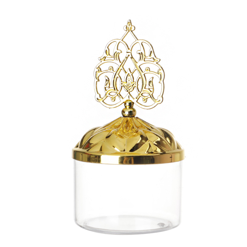 Venta al por mayor de estilo europeo oro y plata taza de postre de plástico taza de hornear decoración de la boda del banquete suministros caja de embalaje creativo