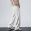 Trousers 8266 white flowers gray straight tube