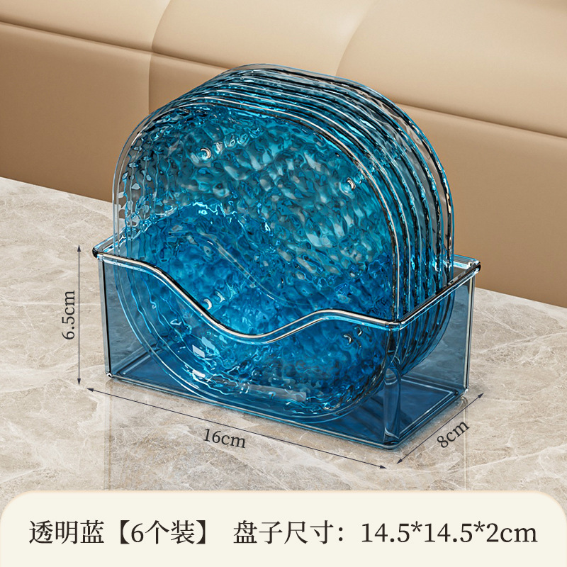 透明な正方形の氷河模様の浅い口の骨スプーンプレート、高級落下防止スナックフルーツプレート、家庭用軽量高級ダイニングテーブルスナックプレート|undefined