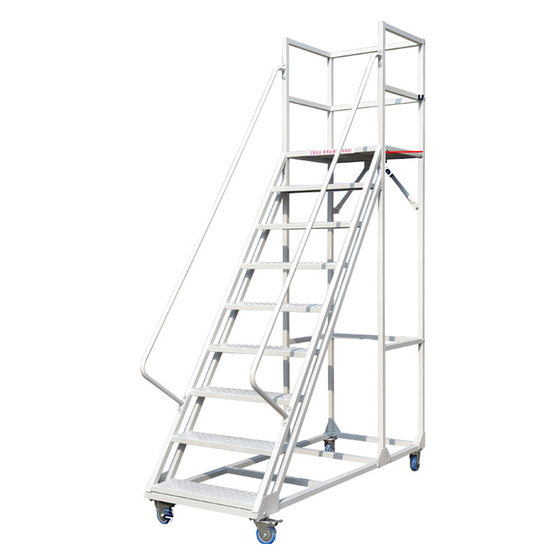 Royal Ball warehouse climbing car mobile platform ladder with wheels shelf climbing ladder warehouse supermarket tally pick-up stool ladder