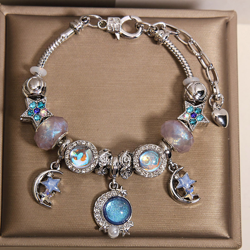 Dreamy Blue Starry Sky Beaded Bracelet for Women, Light Luxury, Niche, Exquisite, Versatile, Star and Moon Pendant Bracelet, Gift for Best Friend Dreamy Blue Starry Sky Beaded Bracelet for Women, Light Luxury, Niche, Exquisite, Versatile, Star and Moon Pendant Bracelet, Gift for Best Friend