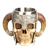 Creative Skeleton Knights Sheep Horn Cup Cross -Overseas Trade Shuangyangjiao Stainless Steel Drinking Water Cup Office Water Cup