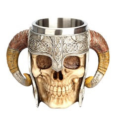 Creative Skeleton Knight Lamb Resin Cup Cross-border Trade Dual Lamb Stainless Steel Water Cup Office Water Cup