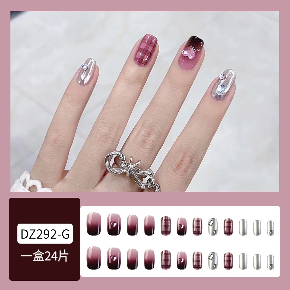 Parche de uñas postizas, uñas francesas europeas y americanas, uñas de uñas de uñas de uñas de diamantes de uso transfronterizo, productos terminados al por mayor de nails