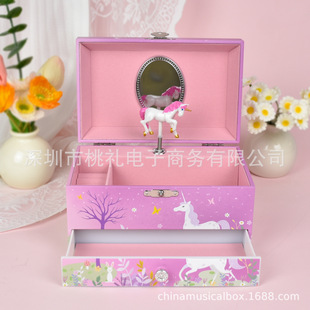 Unicorn rotating music box jewelry box wholesale send classmates and friends music box gift decorations children's toys