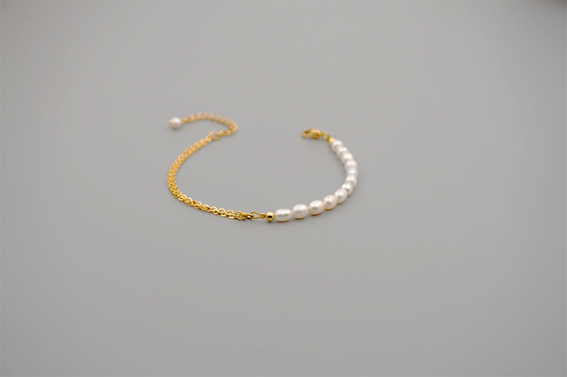 Simple Style Solid Color Pearl Titanium Steel Handmade Bracelets 1 Piece