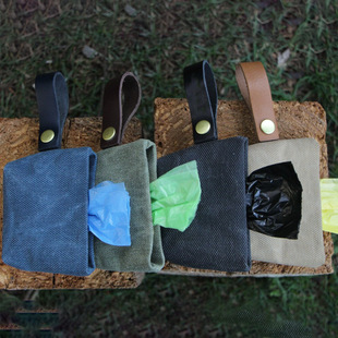 Cross-Border Canvas Pet Poop Bag Storage Bag, Can Be Hung with Leash, Dog Poop Bag Dispenser, Poop Bag Portable Bag
